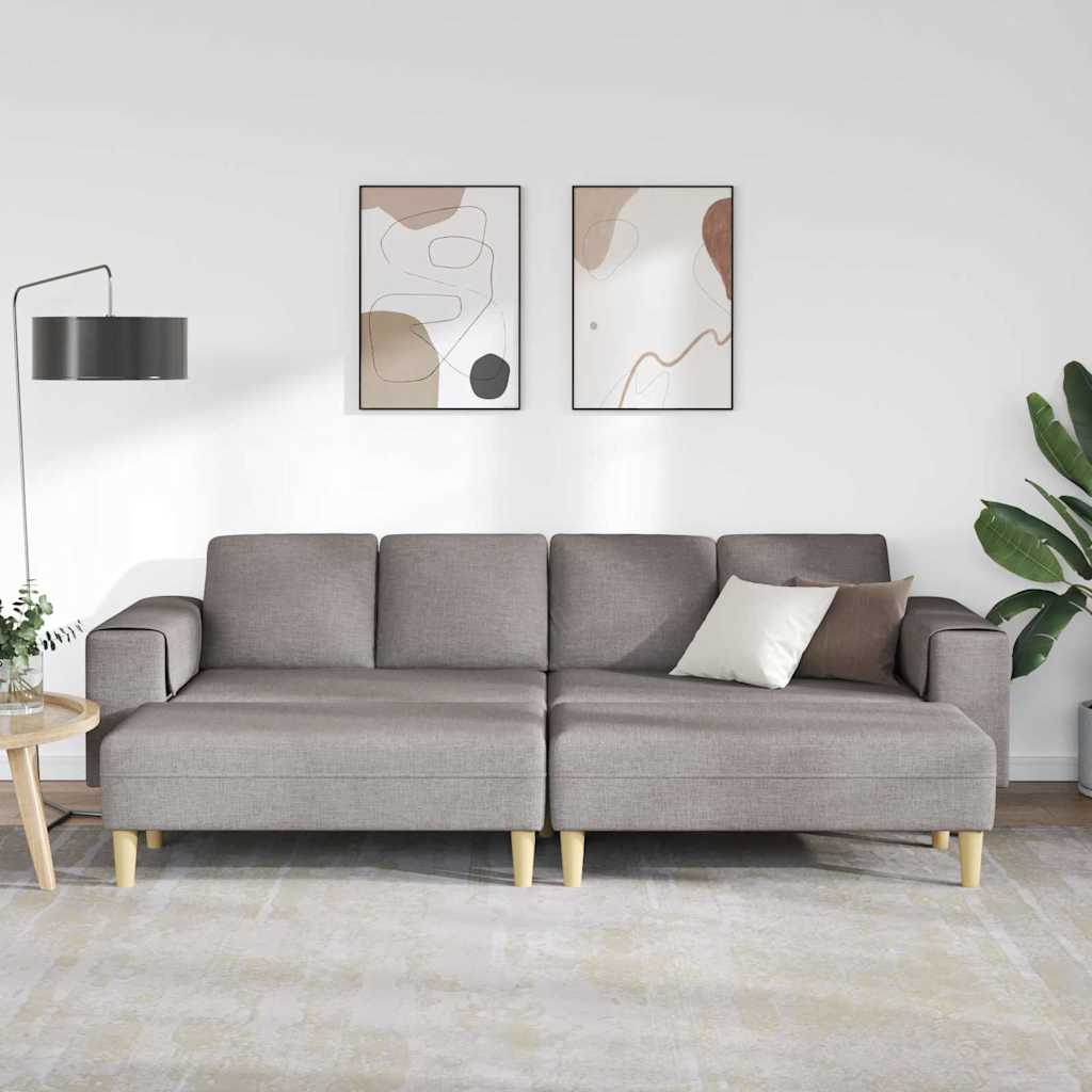 Sofa Sæt 3 Pcs Gråbrun Stof - Billede 3