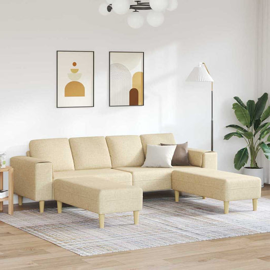 Sofa Sæt 3 Pcs Creme Stof - Hovedbillede
