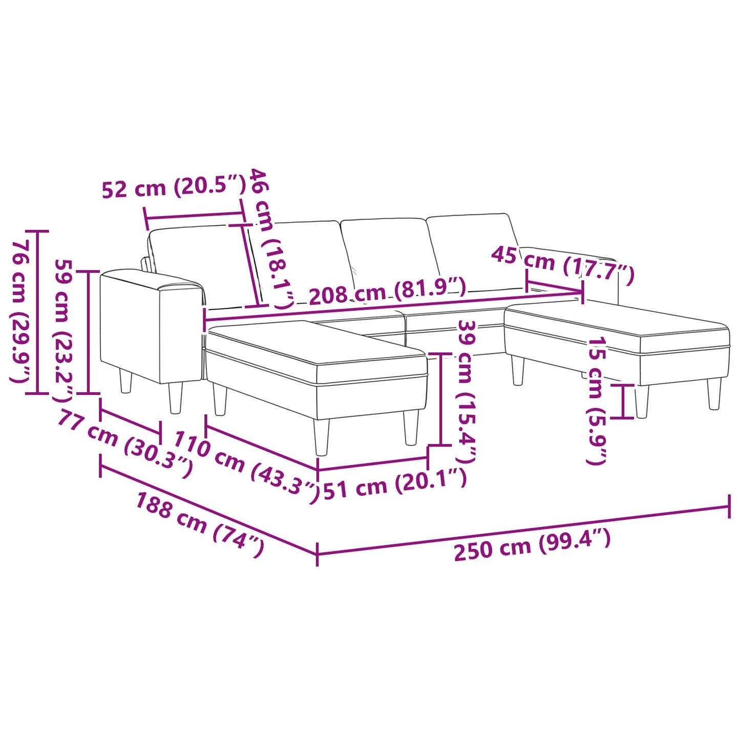 Stue Sofa 3 Stk. Polyester - Billede 10