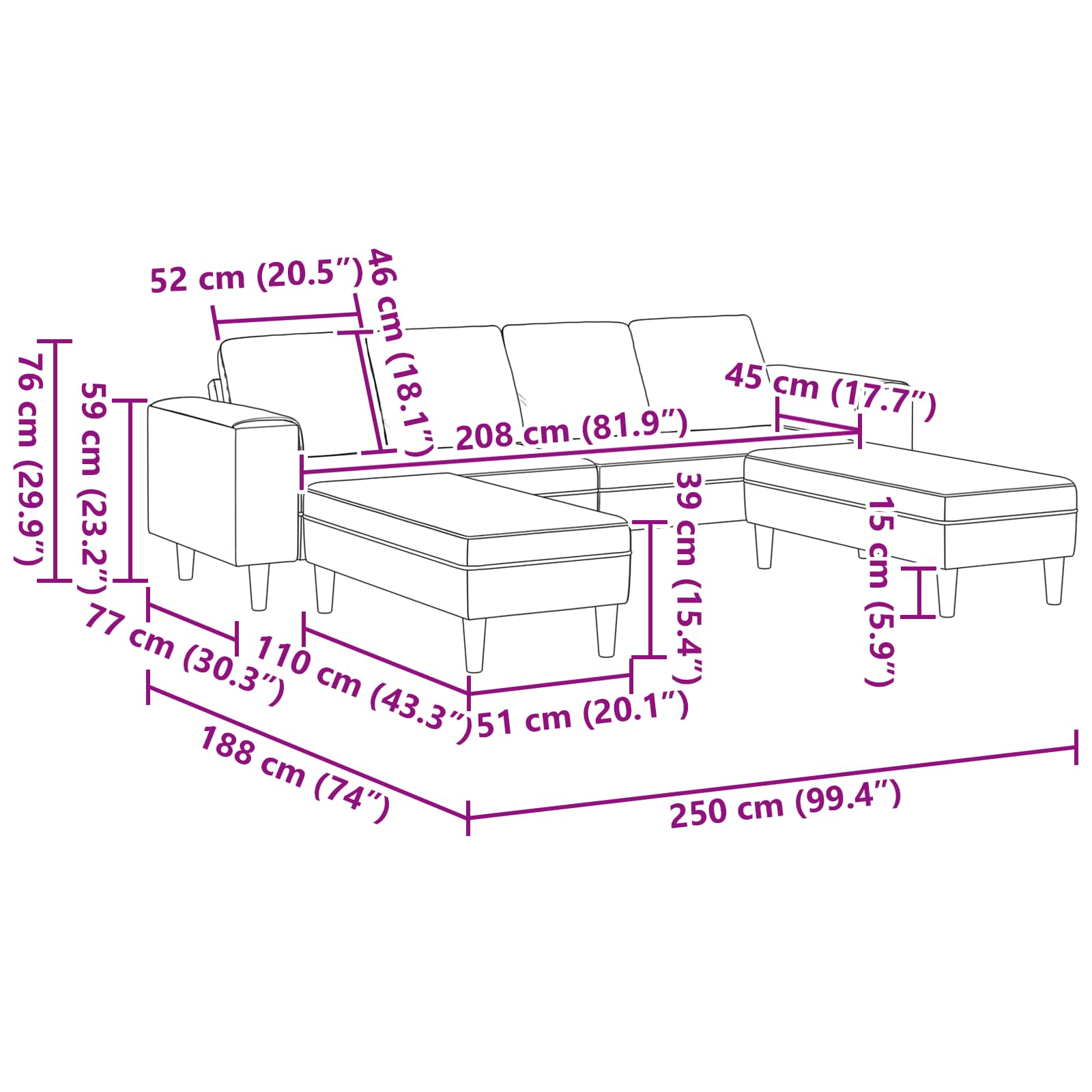 Stue Sofa 3 Stk. Polyester - Billede 10