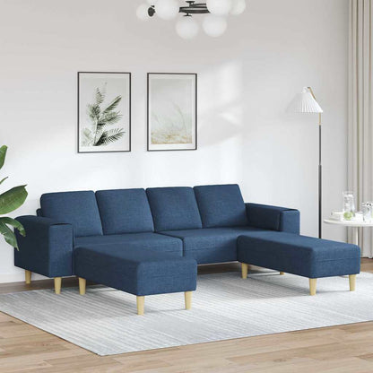 Sofa Sæt 3 Pcs Blå Stof - Hovedbillede