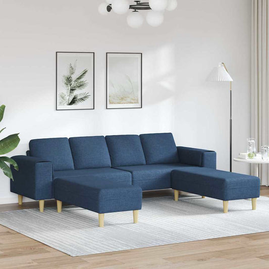 Sofa Sæt 3 Pcs Blå Stof - Hovedbillede