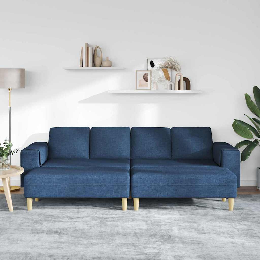 Sofa Sæt 3 Pcs Blå Stof - Billede 3