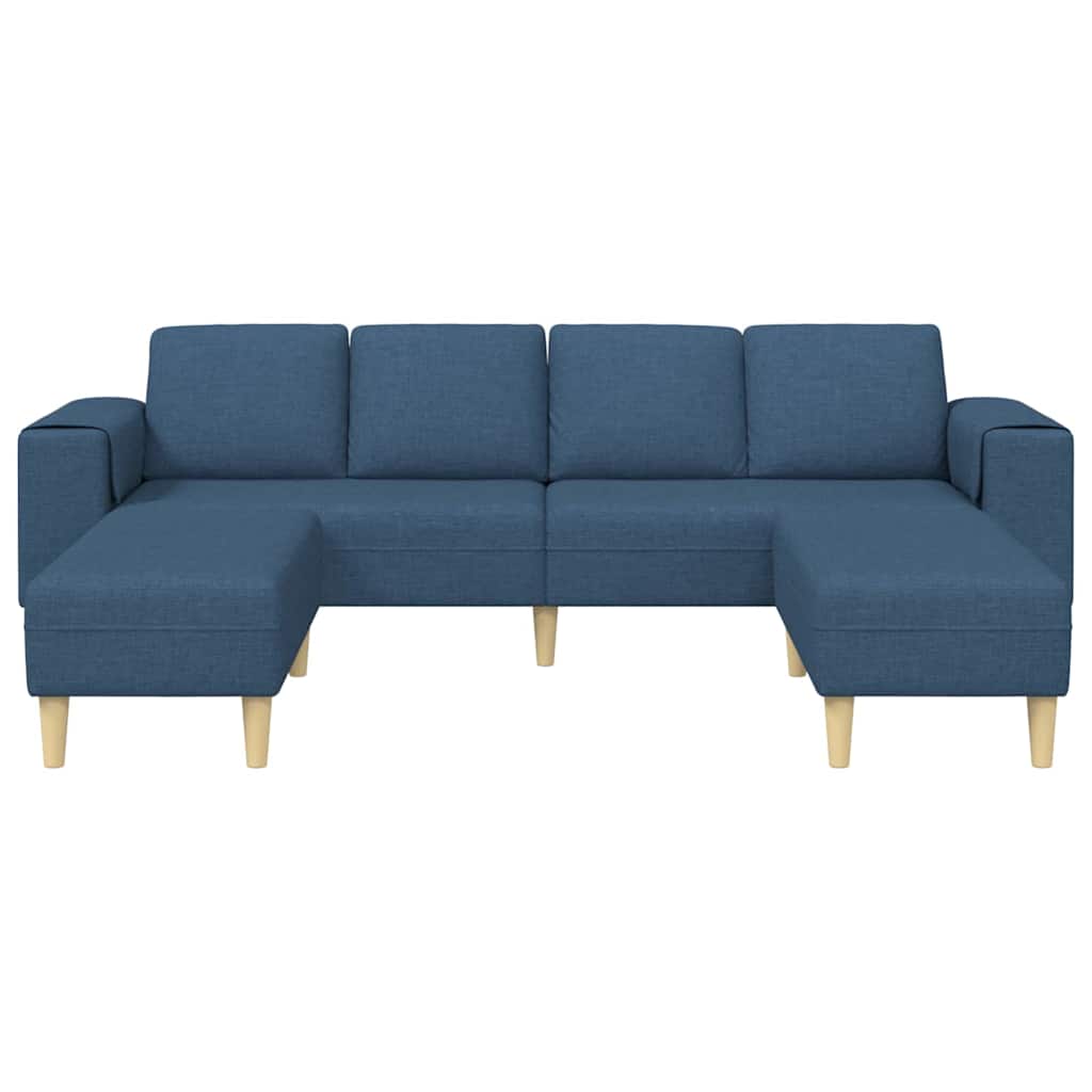 Sofa Sæt 3 Pcs Blå Stof - Billede 4