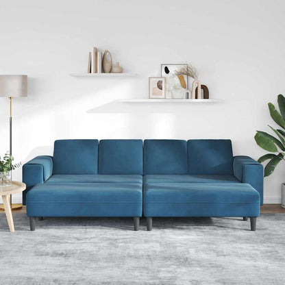 Sofa Sæt 3 Pcs Blå Fløjl - Billede 3