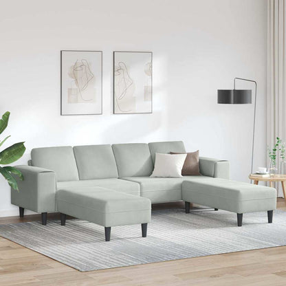 Sofa Sæt 3 Pcs Lysegrå Fløjl - Hovedbillede