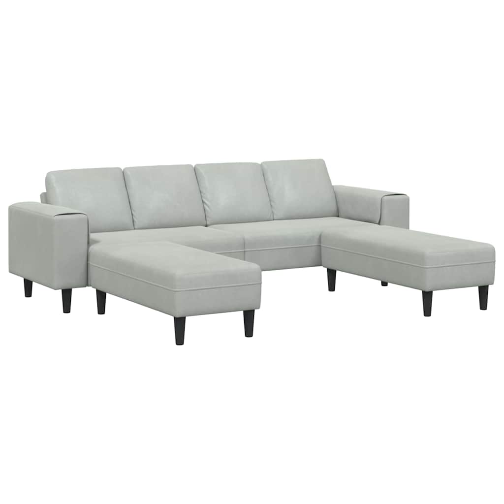 Sofa Sæt 3 Pcs Lysegrå Fløjl - Billede 2