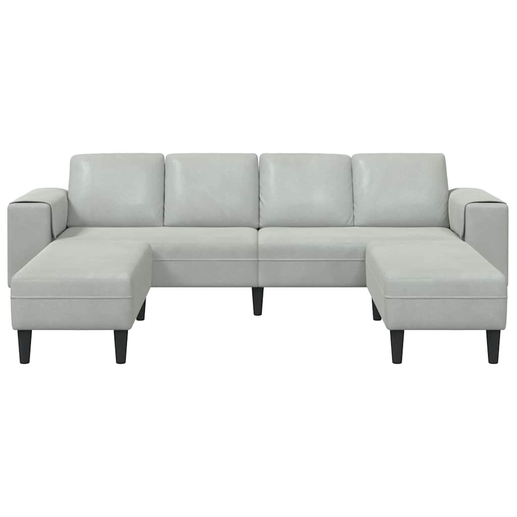 Sofa Sæt 3 Pcs Lysegrå Fløjl - Billede 4