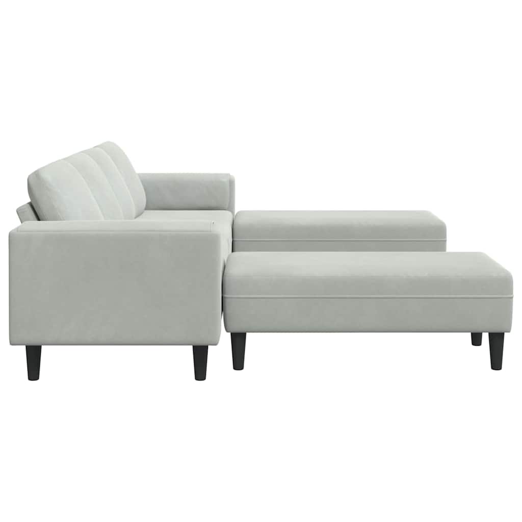 Sofa Sæt 3 Pcs Lysegrå Fløjl - Billede 5