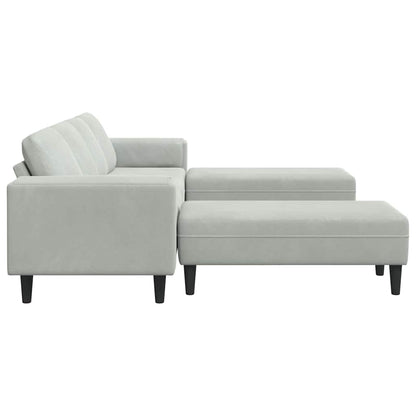 Sofa Sæt 3 Pcs Lysegrå Fløjl - Billede 5