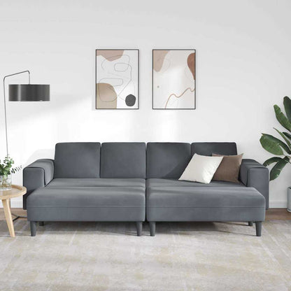Sofa Sæt 3 Pcs Mørkegrå Fløjl - Billede 3