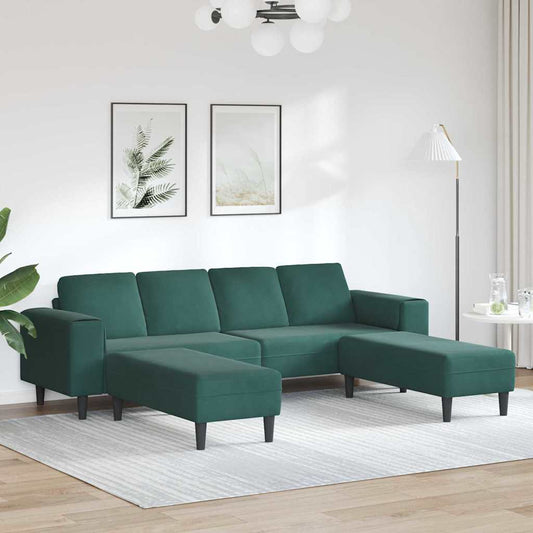 Sofa Sæt 3 Pcs Mørkegrøn Fløjl - Hovedbillede