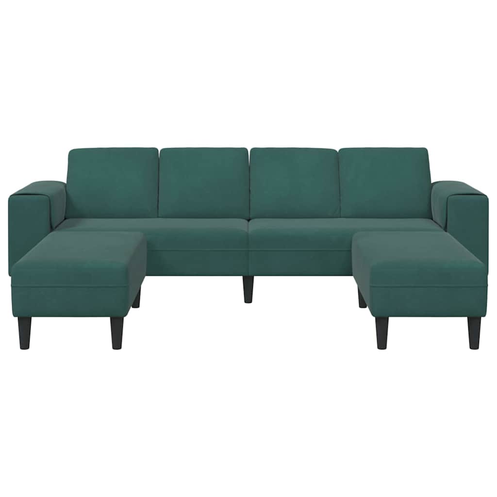 Sofa Sæt 3 Pcs Mørkegrøn Fløjl - Billede 4