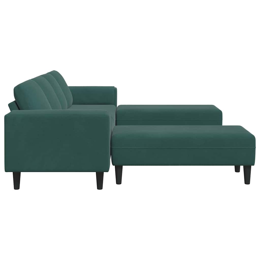 Sofa Sæt 3 Pcs Mørkegrøn Fløjl - Billede 5