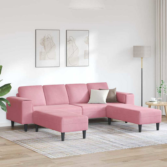 Sofa Sæt 3 Pcs Lyserød Fløjl - Hovedbillede