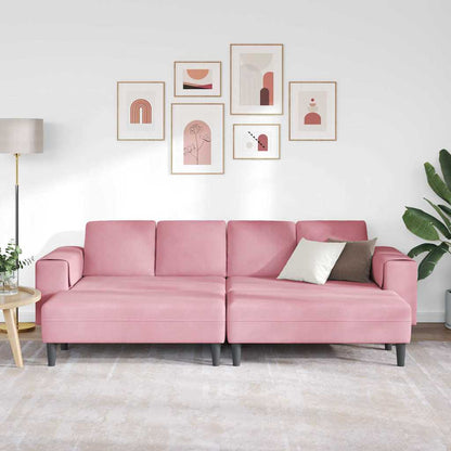 Sofa Sæt 3 Pcs Lyserød Fløjl - Billede 3