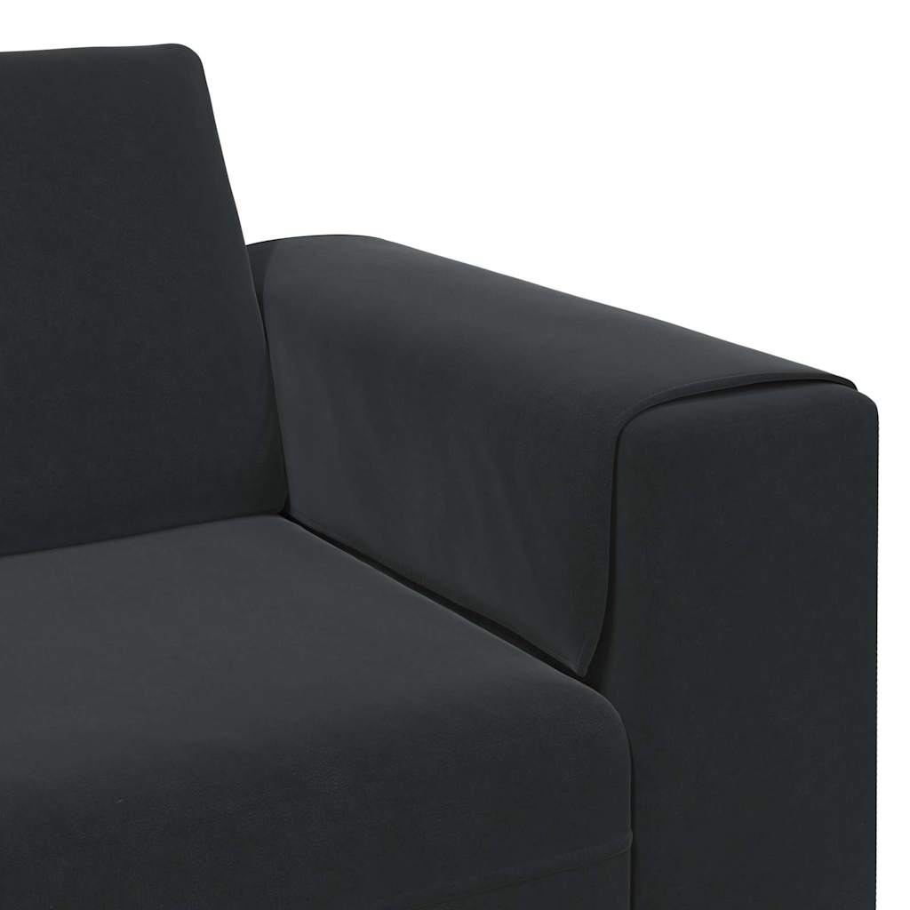 Sofa Sæt 3 Pcs Sort Fløjl - Billede 7