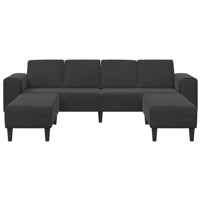 Sofa Sæt 3 Pcs Sort Fløjl - Billede 4