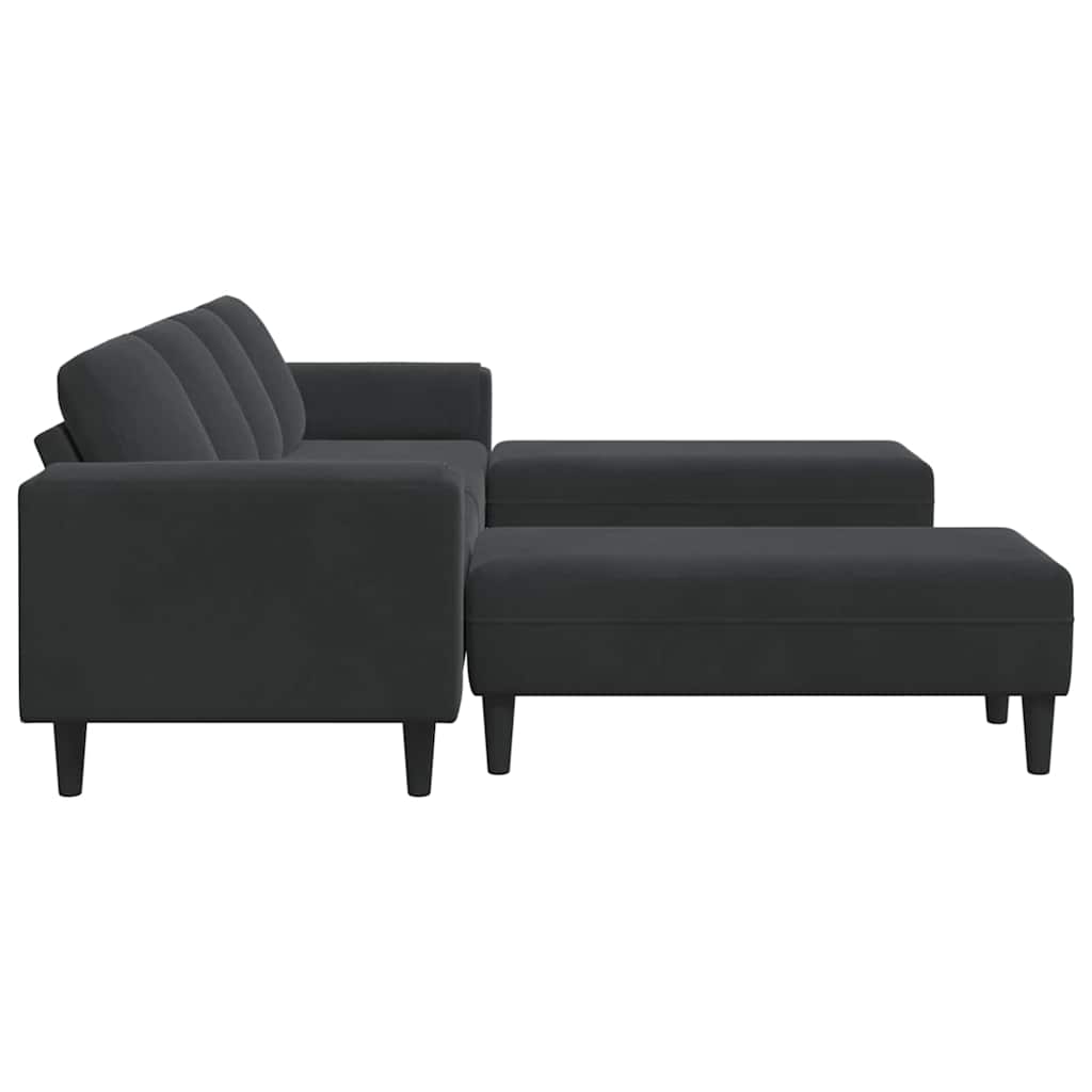 Sofa Sæt 3 Pcs Sort Fløjl - Billede 5