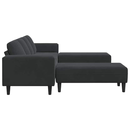 Sofa Sæt 3 Pcs Sort Fløjl - Billede 5
