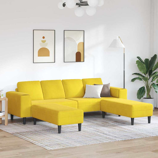 Sofa Sæt 3 Pcs Gul Fløjl - Hovedbillede