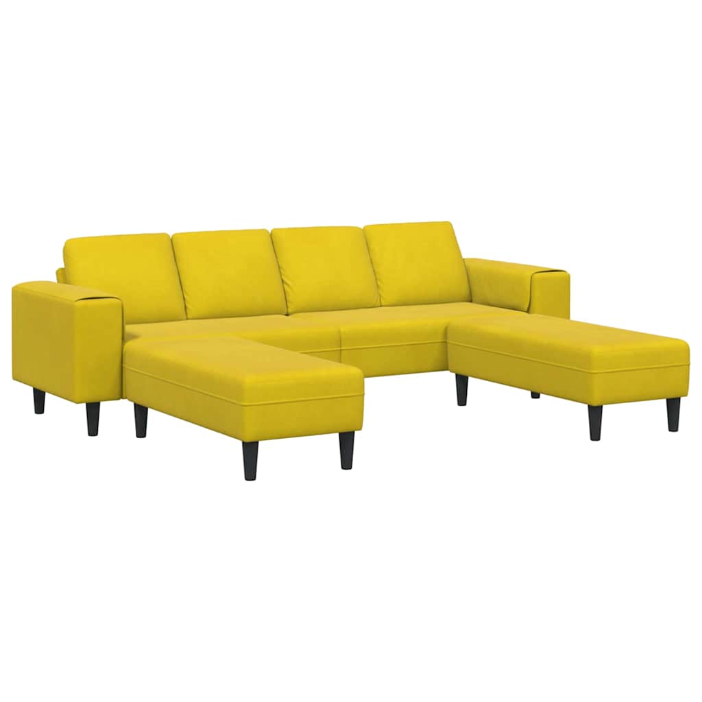 Sofa Sæt 3 Pcs Gul Fløjl - Billede 2