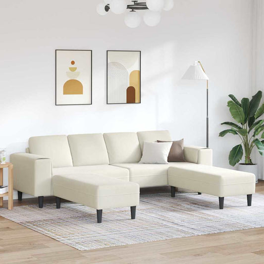 Sofa Sæt 3 Pcs Creme Fløjl - Hovedbillede