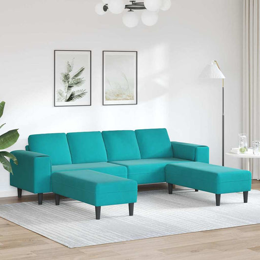 Sofa Sæt 3 Pcs Turkis Fløjl - Hovedbillede