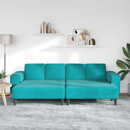 Sofa Sæt 3 Pcs Turkis Fløjl - Billede 3