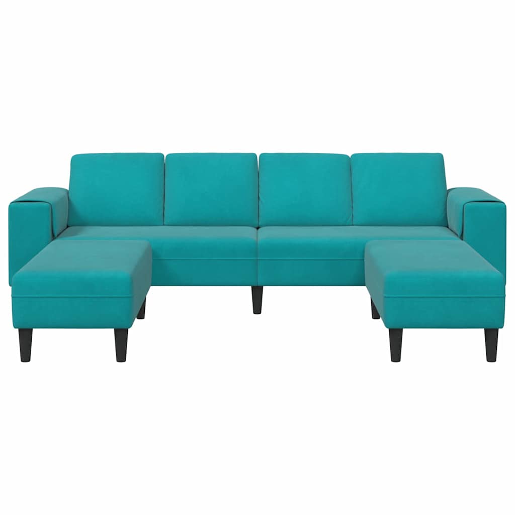 Sofa Sæt 3 Pcs Turkis Fløjl - Billede 4