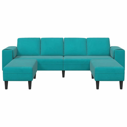 Sofa Sæt 3 Pcs Turkis Fløjl - Billede 4