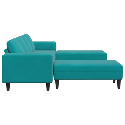 Sofa Sæt 3 Pcs Turkis Fløjl - Billede 5