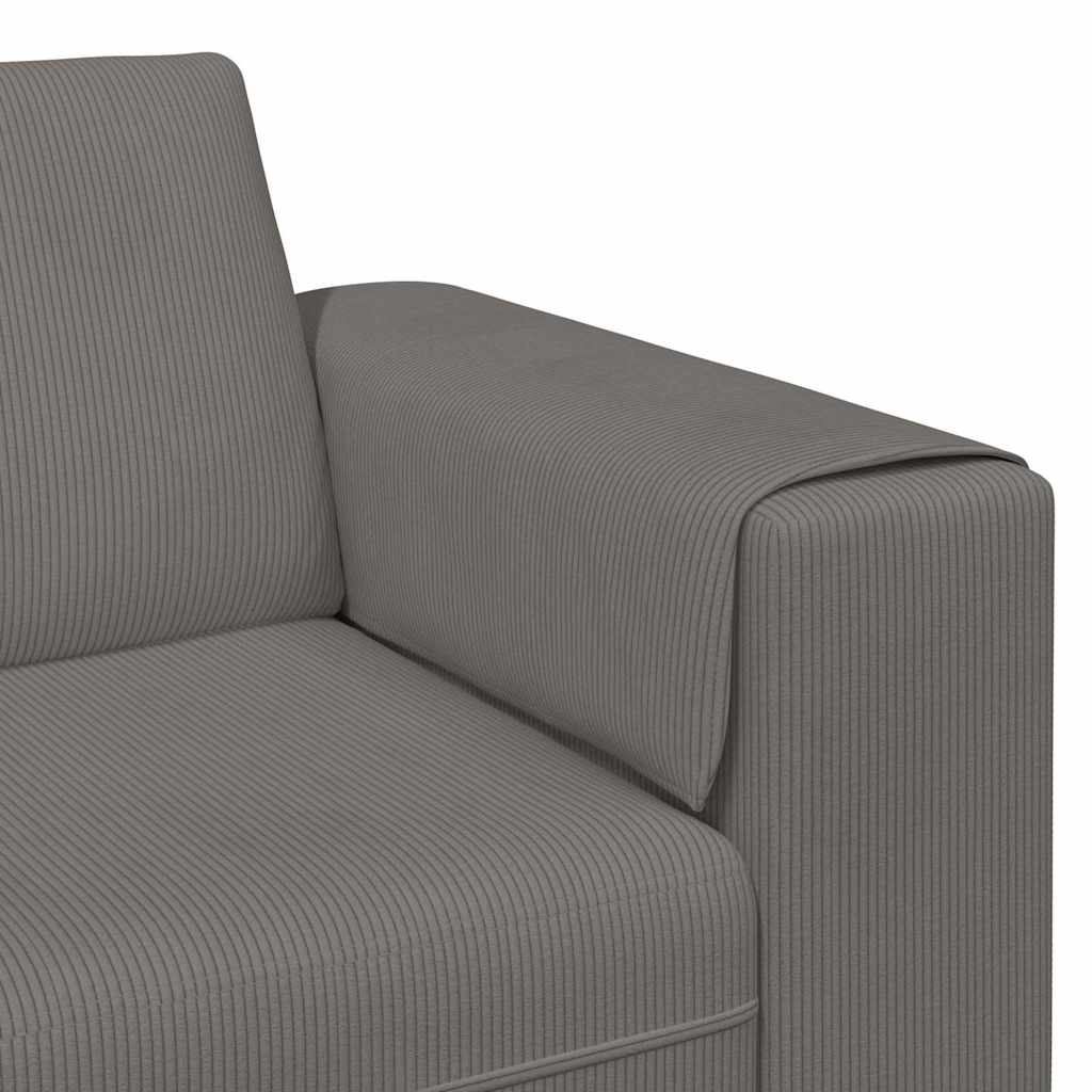Stof Sofa Med Pude Lysegrå Corduroy Stof - Billede 7