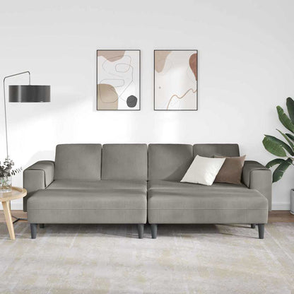 Stof Sofa Med Pude Lysegrå Corduroy Stof - Billede 3