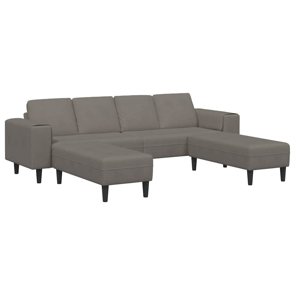 Stof Sofa Med Pude Lysegrå Corduroy Stof - Billede 2