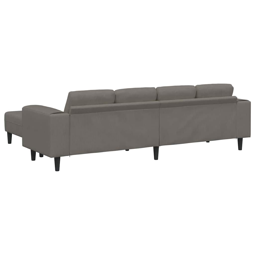 Stof Sofa Med Pude Lysegrå Corduroy Stof - Billede 6