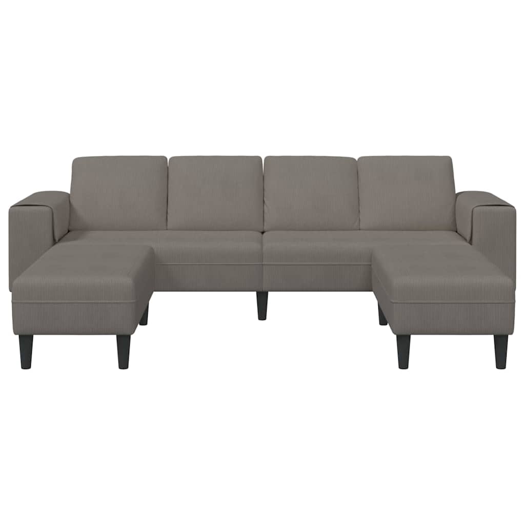 Stof Sofa Med Pude Lysegrå Corduroy Stof - Billede 4