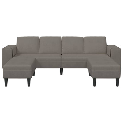 Stof Sofa Med Pude Lysegrå Corduroy Stof - Billede 4