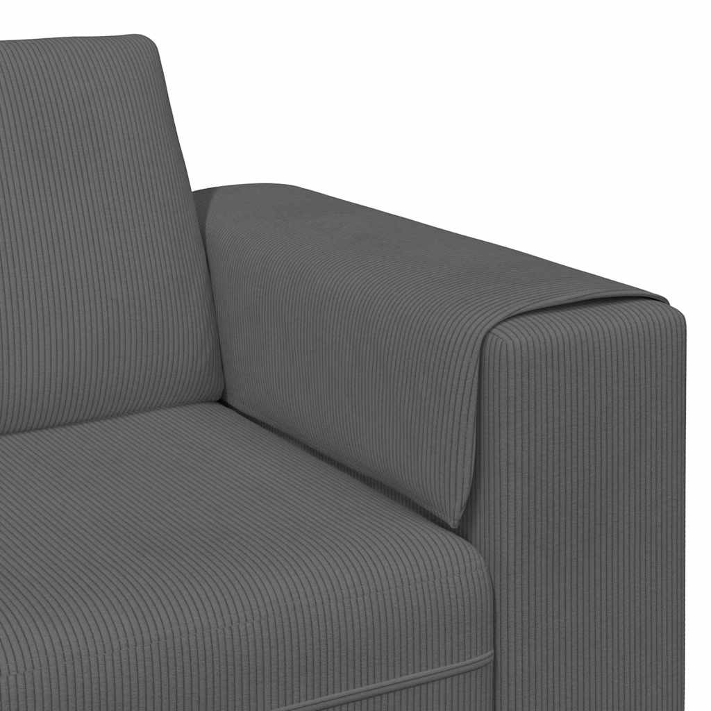 Stof Sofa Med Pude Mørkegrå Corduroy Stof - Billede 7