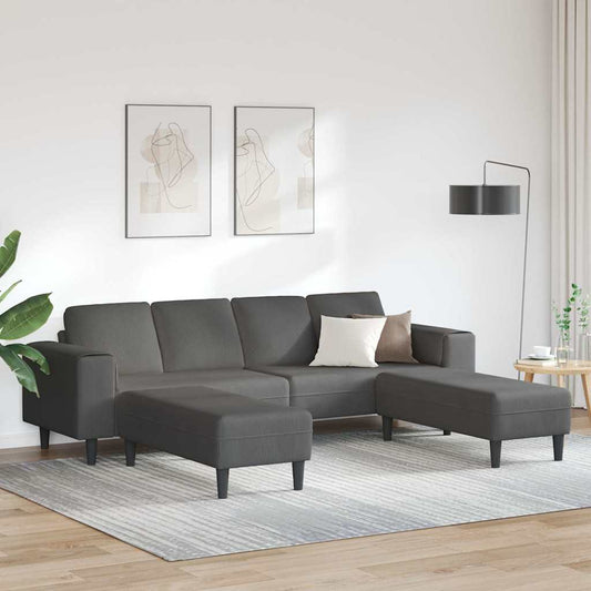 Stof Sofa Med Pude Mørkegrå Corduroy Stof - Hovedbillede