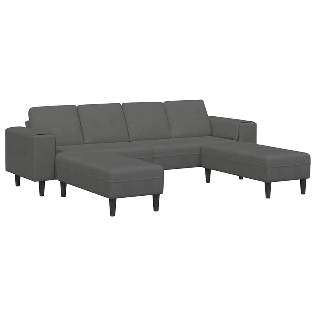 Stof Sofa Med Pude Mørkegrå Corduroy Stof - Billede 2