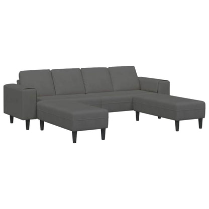 Stof Sofa Med Pude Mørkegrå Corduroy Stof - Billede 2