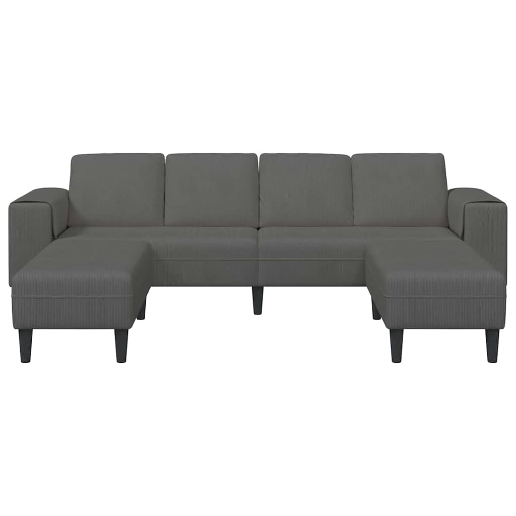 Stof Sofa Med Pude Mørkegrå Corduroy Stof - Billede 4