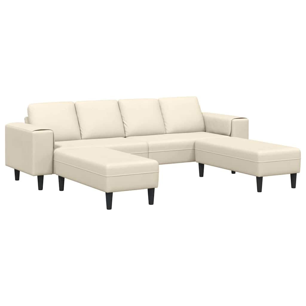 Stof Sofa Med Pude Creme 208 Cm Corduroy Stof - Billede 2