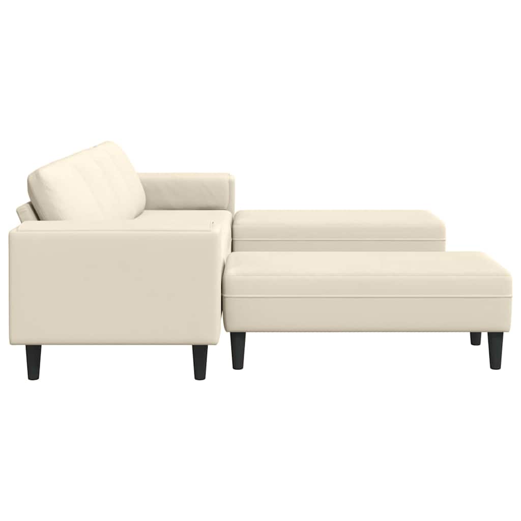 Stof Sofa Med Pude Creme 208 Cm Corduroy Stof - Billede 5
