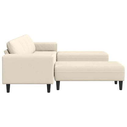 Stof Sofa Med Pude Creme 208 Cm Corduroy Stof - Billede 5