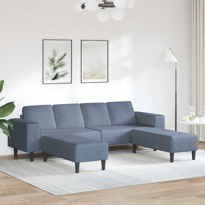 Stof Sofa Med Pude Blå Corduroy Stof - Hovedbillede
