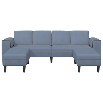 Stof Sofa Med Pude Blå Corduroy Stof - Billede 4