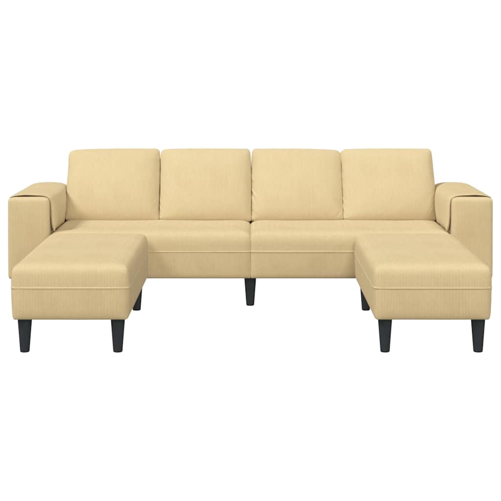 Stof Sofa Med Pude Grågrøn Corduroy Stof - Billede 4