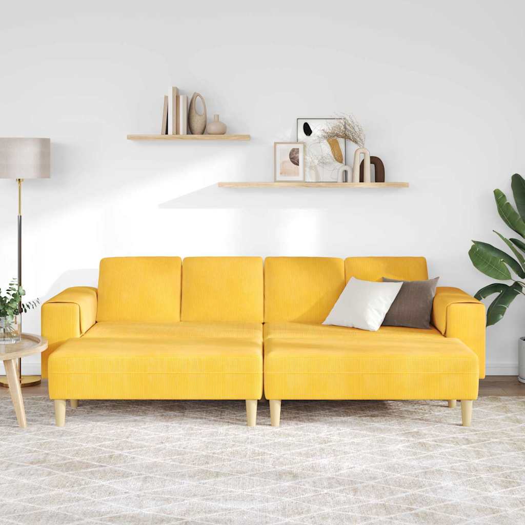 Stof Sofa Lys Gul Corduroy Stof - Billede 3
